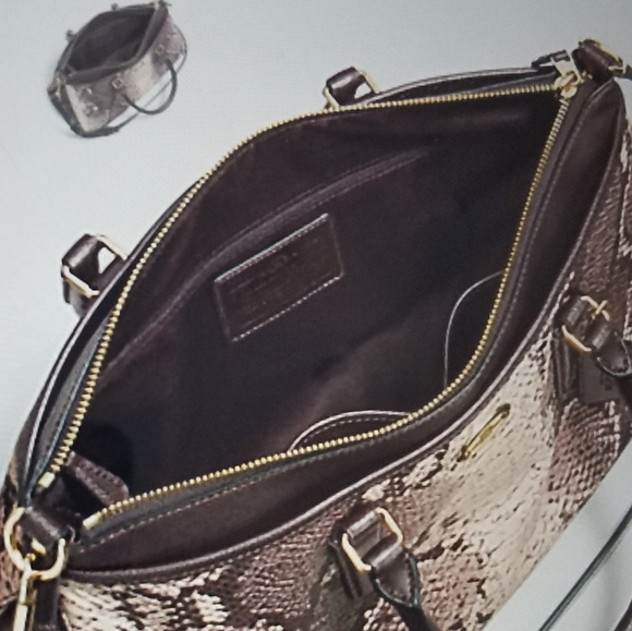 Coach Morgan Python Embossed Leather Satchel - Picture 6 of 7